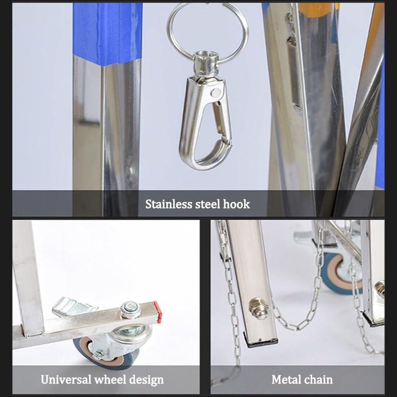 Barrière Extensible en Acier Inoxydable avec roulettes, clôture de Circulation rétractable pour marchés, écoles et Routes, argentée 1,1 x 7 m (3,6 x 23 pi) - Solution de