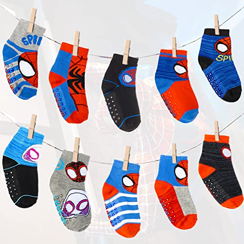 Marvel Spiderman Grip Socks, 10 Pack, Toddler Boys, Ankle Length, Multicolor, Small4