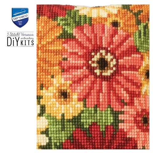 Image of Vervaco Cross Stitch Cushion Kit Summer Flowers 16 inch x 16 inch