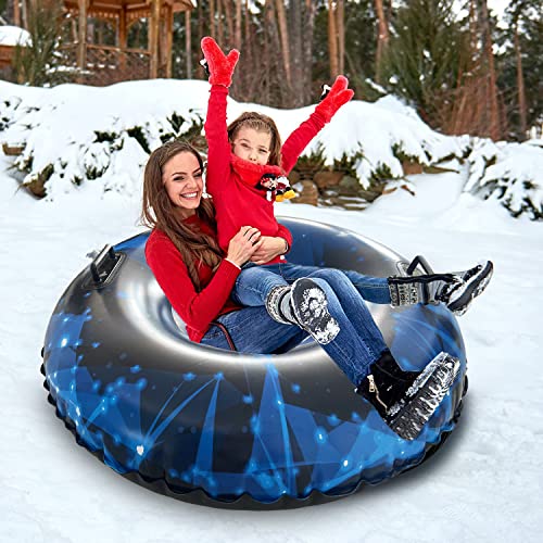 47 Inch Snow Tubes Snow Sled - Inflatable Sleds for Kids and Adult for Floating with 2 Handles,Snow Tubes for Sledding Heavy Duty,Winter Snow Toys Kit Tubes by Thickening Material of 0.5mm - Thumbnail 4