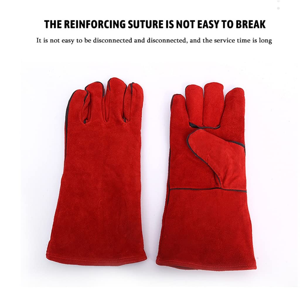 1 Pair 35cm Long Red Welding Protective Gloves Stitching Soldering Supplies Accessories