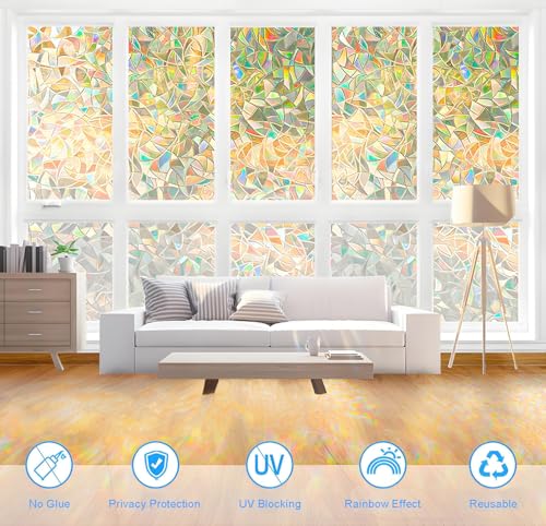 ZHMRROAD Window Privacy Film Stained Glass Rainbow 17.5 x 78.7 inches - image 4