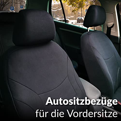 Upgrade4cars Auto-Sitzbezüge Vordersitze Schwarz | Auto-Sitzschoner Set Universal für Fahrersitz & Beifahrer | Auto-Zubehör Innenraum