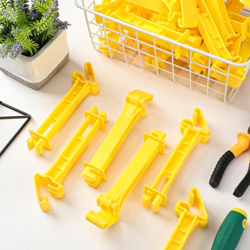 Image of Pangda 100 Pcs 5 inch Snap Type Insulator Electric Fence T Post Insulators Extended Snug Fitting T Post Electric Fence Wire Clips for Agricultural and Ranchers (Yellow)