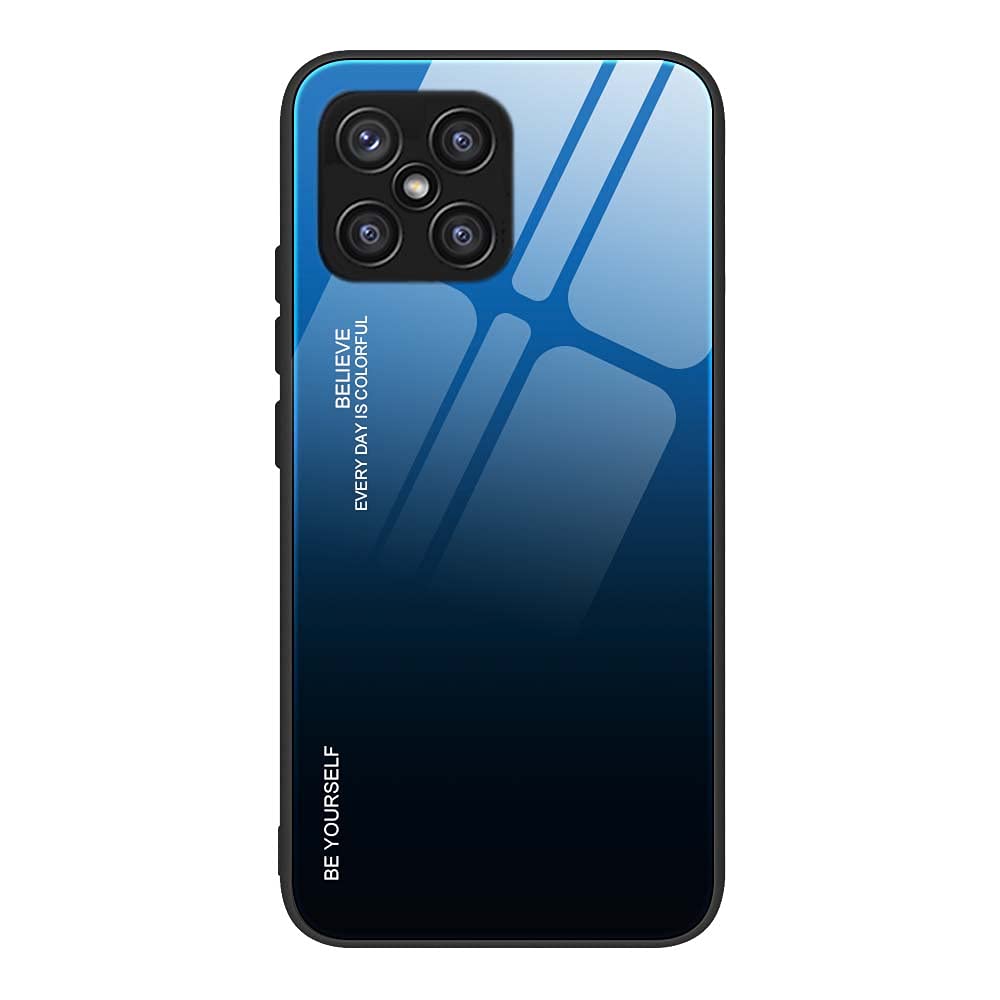 LEYAN Cover per Oppo Reno 4Z 5G (Oppo Reno4 Z 5G) + 2 Vetro Temperato, Silicone TPU a Gradiente Colori Custodia, Soft Rubber Protettiva Case, Antiurto Antiscivolo Protezione Shell, Viola/Blu