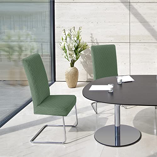 BalladHome Stuhlhussen 6er Set Stretch Stuhlbezug Stuhlüberzug Esszimmerstühle Bezug Universale Elastische Hussen waschbar Abnehmba für Hotel, Bankett, Büro, Partys Deko (6 Stück, Grün)-L