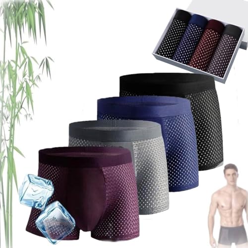 2024 Bamboo Fibre Boxer Shorts 4pcs - Breathable Quick-Drying Sports Flat Pants for Men (Color : 4pcs, Size : 3X-Large)
