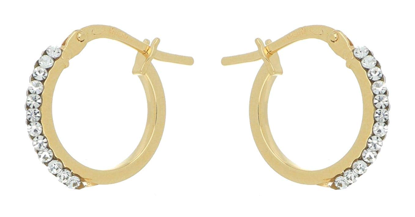 DelPia, Orecchini a Cerchio in Oro Giallo 18kt e Argento Sterling 925 2begold con Cristalli