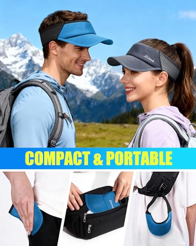 Image of Sports Sun Visor for Men & Women Breathable Mesh, Stretchy Foldable Cooling Visor Hat for Running, Golf, Tennis, Hiking