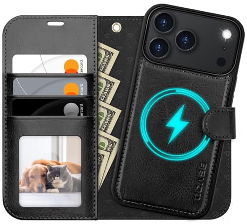 OCASE - OCASE Coque pour iPhone 17 Pro Magnétique Détachable 2-en-1, PU Étui Portefeuille en Cuir avec RFID Blocage, Fentes pour Cartes, Protection Antichoc Housse pour iPhone 17 Pro (6,3’’, 2025) - Noir