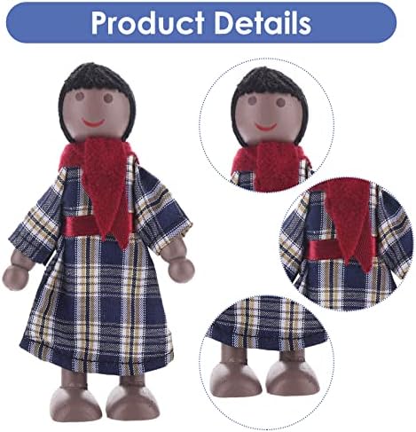 Cobee Dollhouse Family People Figures, 7 Pieces Wooden Doll House Family Dolls Mini Doll Family Pretend Play Figures Miniature Dollhouse Doll Figures (A)