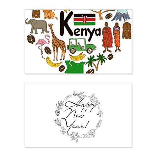 Tarjeta conmemorativa de año nuevo con la bandera de Kenia para regalar un detalle único