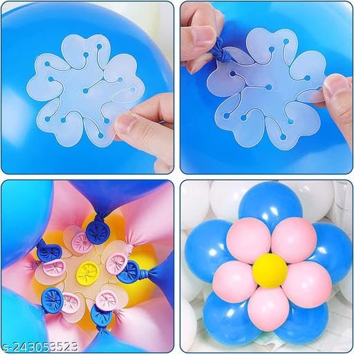 Image of ZERECORD Reusable Balloon Decoration Accessories Combo of Flower Clips Glue Dot Tape and Arch Making Strip(8flower /2arch /2balloon glue dot.,.,)