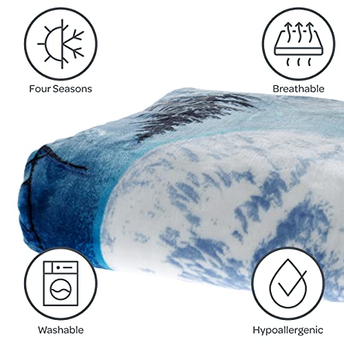 Bedford Home Heavy Fleece Howling Wolf Pattern-Plush Thick 8 Pound Faux Mink Soft Blanket For Couch Sofa Bed (74” X 91”), Multicolor #TOP4