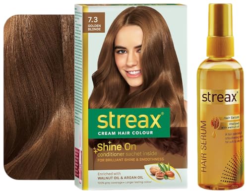 Streax Hair Serum 125ml, Vitalized with Walnut Oil, For Hair Smoothening & Shine, For Dry & Frizzy Hair Permanent Hair Colour, 100% Grey coverage