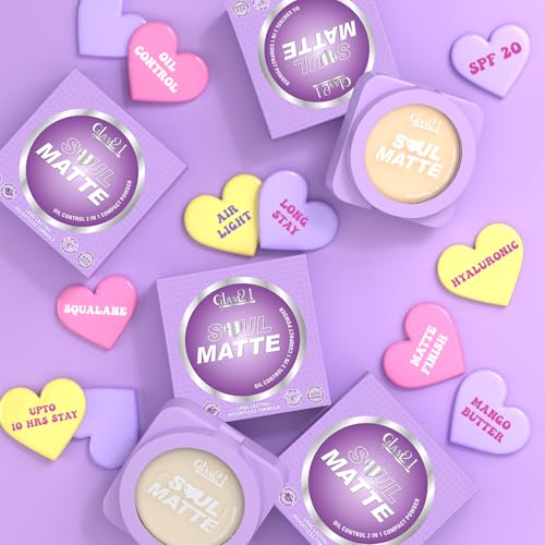Image of Glam21 Soul Matte Oil Control 2 in 1 Compact Powder | Matte & Shimmer Shades | Air Light Formula & Stay Upto 10 hrs | Rich With Hyaluronic Acid, Squalane & Mango Butter |SPF20 |18gm- Silk Ivory 01