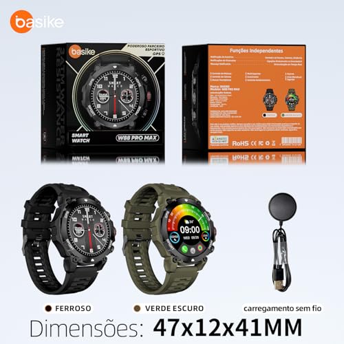 Basike Smartwatch, Relógio Inteligente Esportivo W88 Pro Max Ultra, 1.43