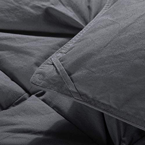 Hombys King Size Feather And Down Comforter, Machine Washable Grey Pinch Pleat King Duvet Insert With Downproof Cover, Thick Fluffy Comforter For All Season, Baffle Box Design #TOP5