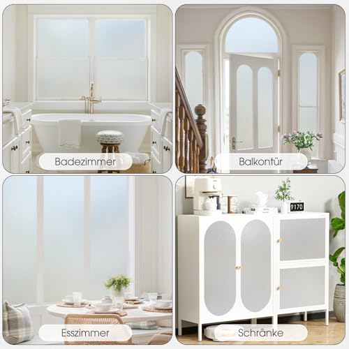 Lifetree Fensterfolie Blickdicht: Milchglasfolie Selbstklebend Fenster Sichtschutzfolie Blickdicht Anti-UV Statische Privatsphäre Haftend Glasfolie ohne Kleber Matt für Zuhause Büro 44.5 x 200cm
