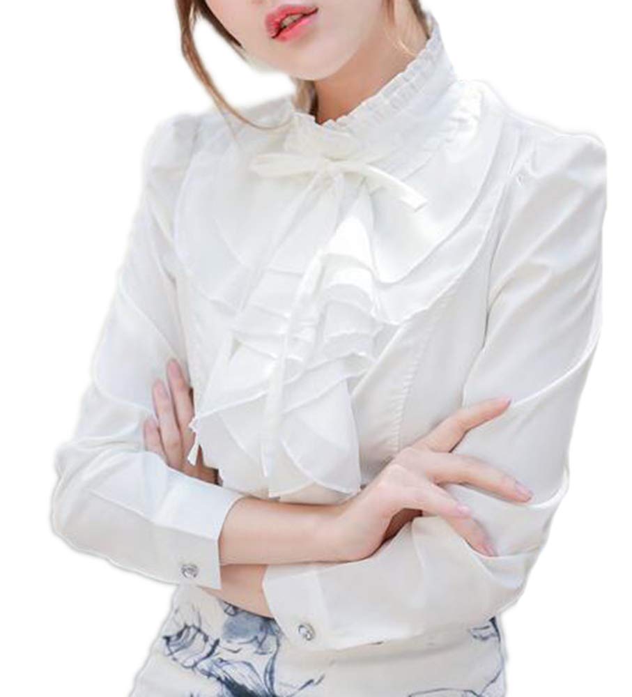 Elegante Manica Lunga Camicia Donna - Vintage Vittoriano Stile Camicie con  Volant Moda Lavoro Casual Shirts Taglie Forti Tops : Amazon.it: Moda