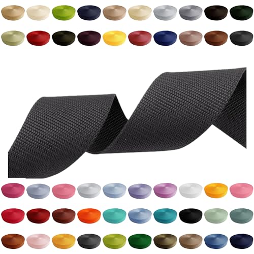Correa de 2 m, 5 m, 10 m, 50 m, 50 colores, ancho 10 mm, 15 mm, 20 mm, 25 mm, 30 mm, 40 mm, 50 mm, polipropileno, ideal para proyectos de bricolaje, manualidades (301), antracita, 50 mm x 10 m
