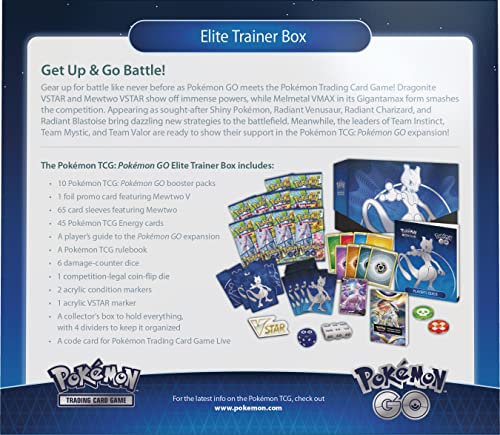 Pokémon TCG Sammelkartenspiel: Pokémon GO Elite Trainerbox,ab 6 Jahren (10 Booster, Mewtwo Folien-Promo-Karte & Premium-Zubehör)