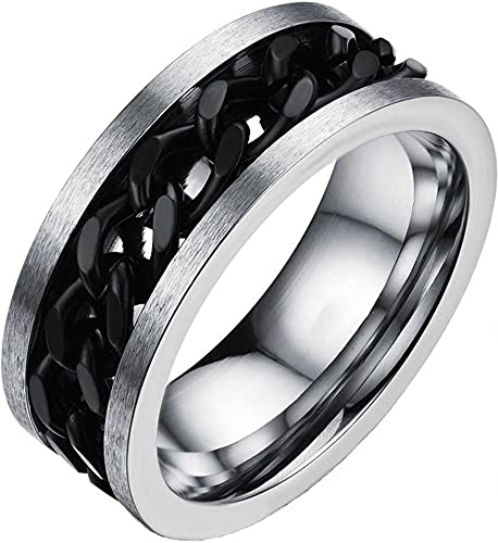 MEENAZ Stainless Steel Stylish adjustable proposal Couple band thumb Silver Platinum Blue combo chain Finger Ring for Men Mens couples gents unisex Boys Boyfriend MEN RINGS-AM053