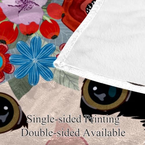 Couverture polaire chat fleuri 150x200cm pour lits et canapés - 4