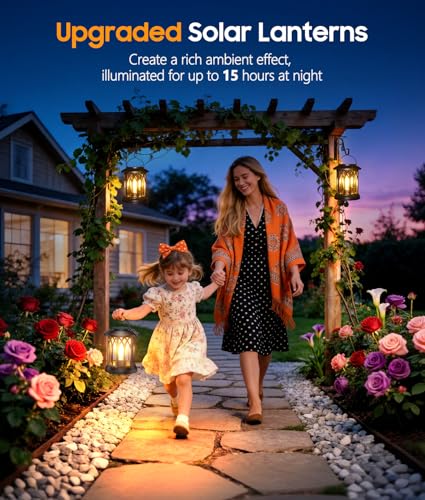 TuyLuxe 2 Pack Solar Hanging Lanterns Outdoor Waterproof - image 7