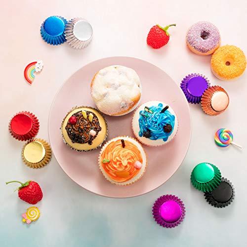 Image of Sumind 400 Pcs Mini Foil Cupcake Liners Holiday Baking Cups,10 Colors