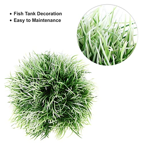 Vocoste 1 Pc Artificial Aquarium Grass Ball, Aquatic Plastic Large Grass Ball For Fish Tank Landscape Simulation Plants Decoration, Green White, 4.33X5.31 Inch #TOP2
