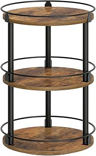 Spice rack rotatable, spice rack, three-tier standing rotating spice rack, kitchen storage, spice rack, suitable for kitchen countertops, bathroom, room, versatile, mobile, brown-black