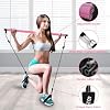 Pilates Bar Kit with Resistance Bands+ Pull Up Assistance Bands,Up to 300 lbs Assistance(Pink)