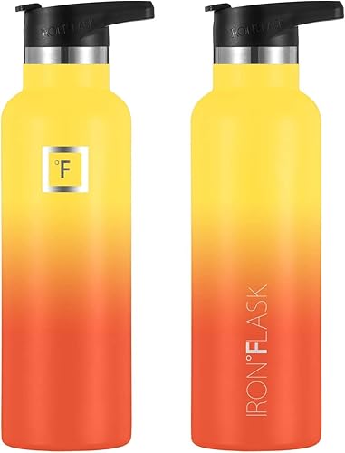Miniatura 4 de IRON FLASK - Botella de agua deportiva de 12 onzas, 16, 20, 24, 32, y 64 onzas, 3 tapas (tapa de boquilla), acero inoxidable aislado al vacío, frío,