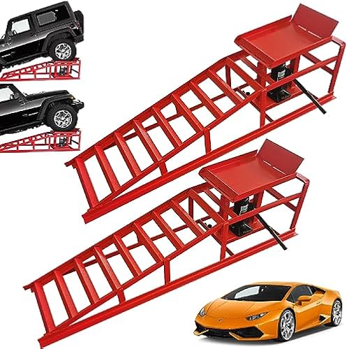 2PCS Auto Car Truck Service Ramps Lifts, 10000lbs Heavy Duty Hydraulic Car Ramps Lift for Car Repair