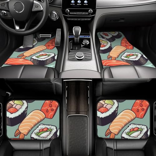 Tapis de sol de voiture universels KHiry motif sushis avec talonnette antidérapante pour SUV