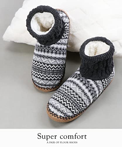 Dicuird Slipper Socks For Mens,Fuzzy Sherpa Lined House Socks With Thick Soft Soles,Cozy Warm Indoor Booties Slippers With Non Slip Bottoms, Mens Winter Christmas Gifts(Grey Stripe,Size10-13) #TOP2