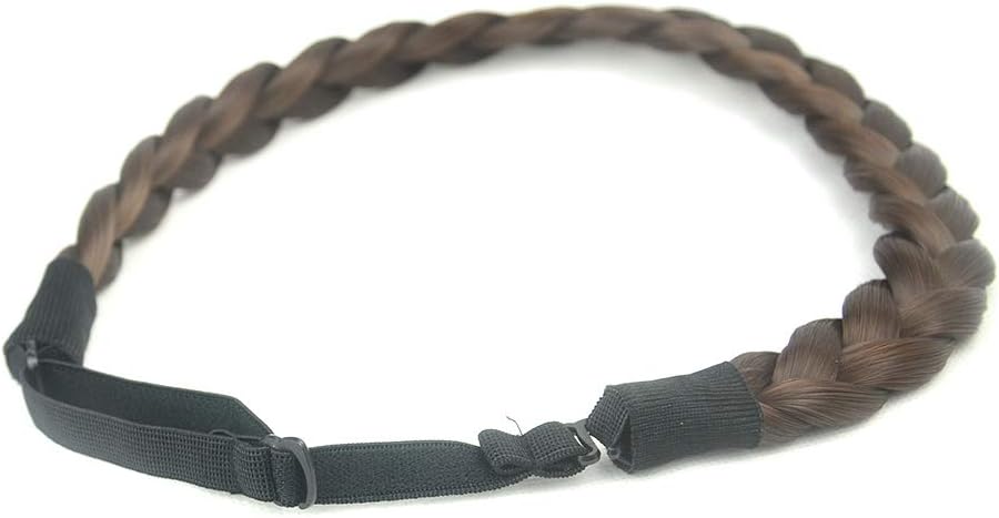 BOBIYA 3 Strands Synthetic Hair Braided Headband Classic Chunky Wide Plaited Braids Elastic Stretch Hairpiece for Women Girl (Chestnut) - Image 4