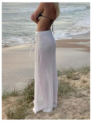 GORGLITTER Women's Crochet Swim Skirt Bikini Cover Up Elastic Waist Swimsuit Coverup Long Beach Cover Ups Swimwear2
