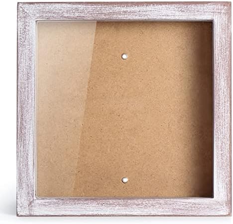 TJ.MOREE Small Shadow Box Frame 5 x 5 Shadowbox Display Case Wooden Picture Frame with Glass Wedding Memorabilia Medals Photos for Wall and Tabletop - Grey