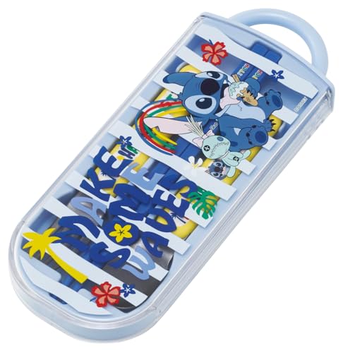 Image of Skater TACC2-A Children's Trio Set Chopsticks, Spoon, Fork, 6.5 inches (16.5 cm), Disney Lilo & Stitch, 26, Boys & Girls