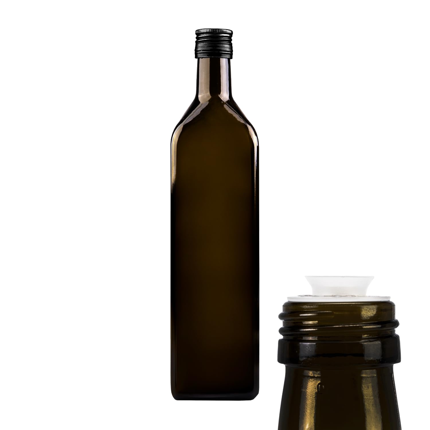 Lot de 25 bouteilles en verre 1000 ml (1 L) vert olive, pour huile, vinaigre, vin et liqueurs, bouteilles de haute qualité pour la restauration et le stockage