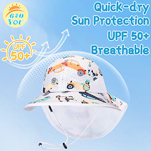Baby Sun Hats, Wide Brim Sunhat With Neck Flap, Infant Summer Hat Boys Upf 50+ (S: 6-24 Months, Cartoon Cars) #TOP1