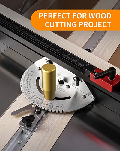 Daydoor Precision Miter Gauge With Aluminum Miter Fence And Repetitive Cut Flip Stop, Ideal For Table Saw, Band Saw, Router Table, Universal, With 27 Angle Stops, Silver #TOP1