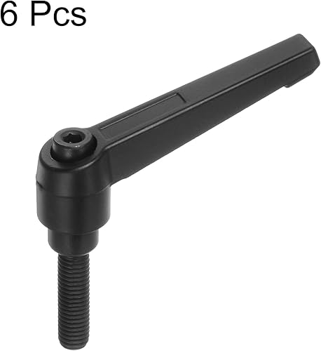 Miniatura 3 de HARFINGTON 6 manijas de palanca de sujeción ajustables M8 x 0.984 in roscas macho perillas de tornillo giratorio bloqueo de trinquete de liberación