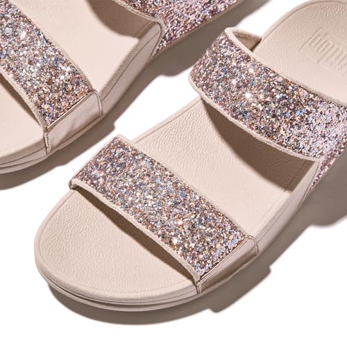 Image of FitFlop Women's Lulu Multi-Tonal Glitter Slides | Padded Slip-On Sandals w / Ergonomic Triple-Density Microwobbleboard Midsole
