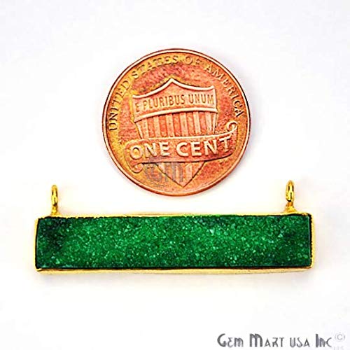 Select Your Pendant 24k Gold Plated Druzy Pendant Rectangle Shape Druzy Gemstone Pendant (Green (GPZG-50011))