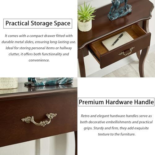 Mesa consola para recibidor y pasillo estrecho fabricada en madera noble con cajón 6