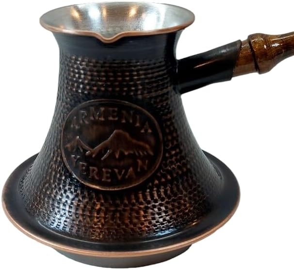 Handmade Armenian Copper Coffee Pot Cezve 5-Cup Induction Stovetop Armenia Arararat