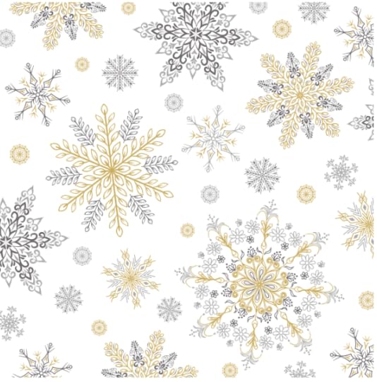 40 Pcs Christmas Napkins 6.5 Inch Gold and Silver Snowflake White Napkins